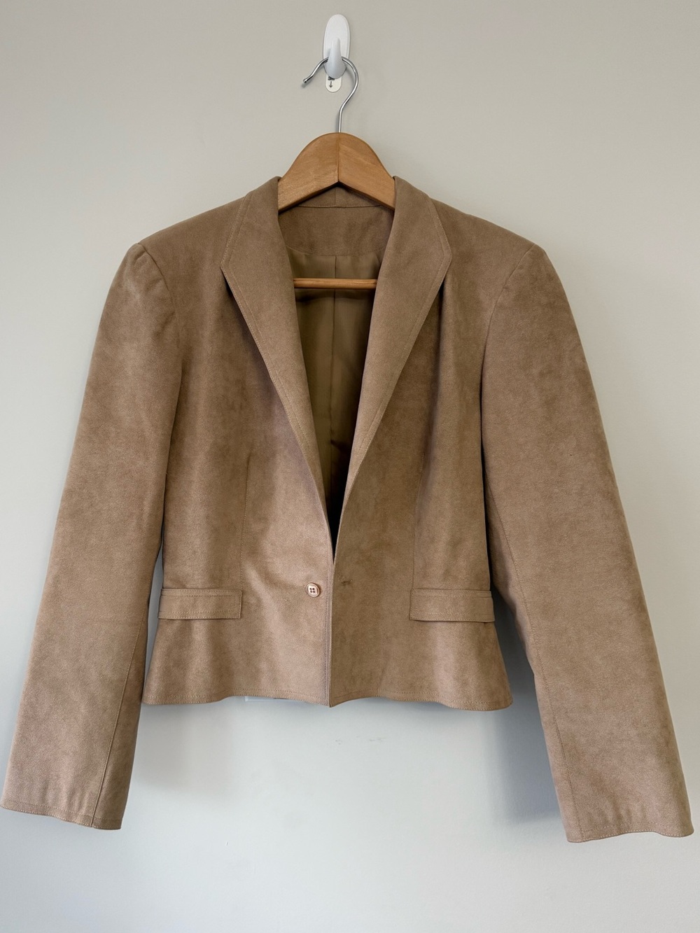 (Xs/s) Women's Taupe Suede Blazer Jacket
